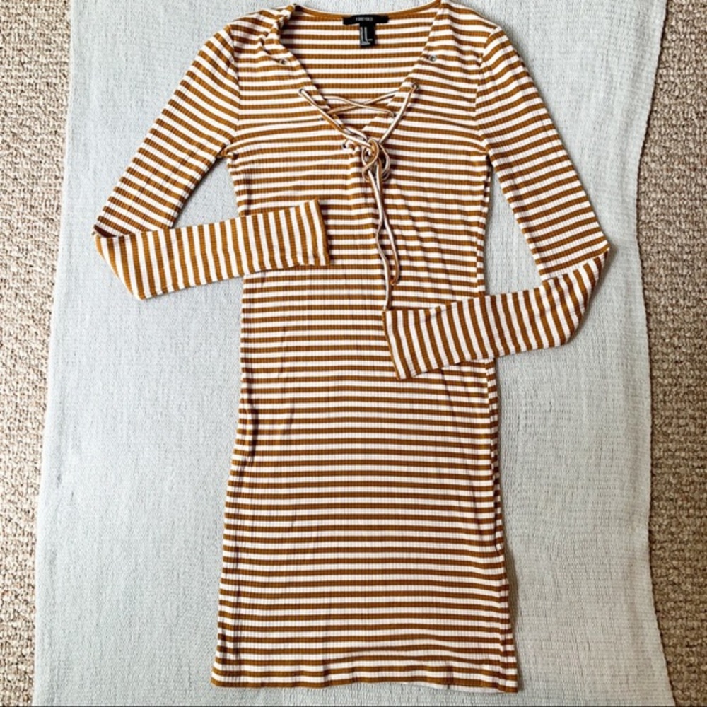 Forever 21 Striped Lace Up Dress